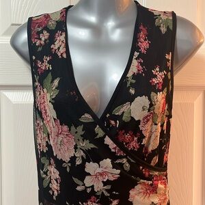 Vintage floral pant jumpsuit, w/ Ruffle detail, rayon blend, Size S